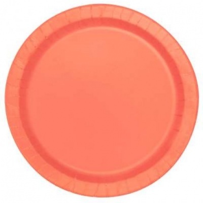 prato descartável de cartão laranja redondo
