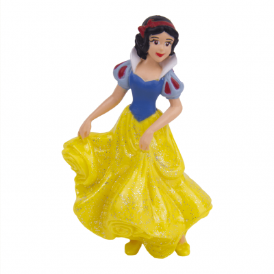 Figura da Branca de Neve com vestido azul e amarelo com brilho