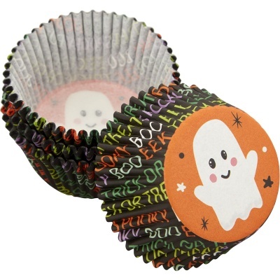 Forminhas para bolos com padrão Halloween e fantasma