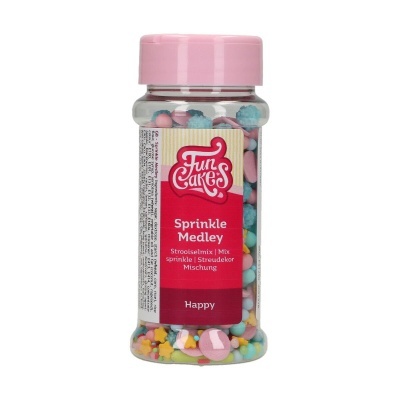 Frasco de granulado colorido Fun Cakes Sprinkle Medley com tampa rosa