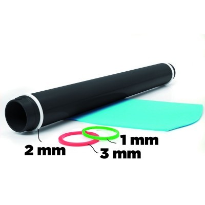 Tubos e anéis coloridos com indicação de espessuras em milímetros