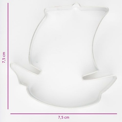 Forma de cortar em metal inoxidável formato barco 7,5 x 7,5 cm