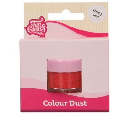 Pigmento em pó para bolos FunCakes Cherry Red em embalagem rosa e branco.