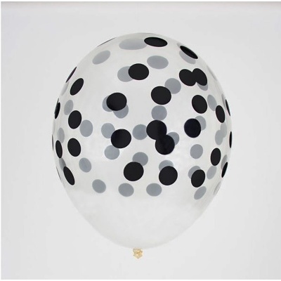 Balão transparente com círculos pretos e cinzentos
