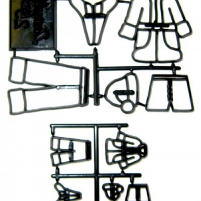 Conjunto de moldes plásticos pretos para montar roupas femininas