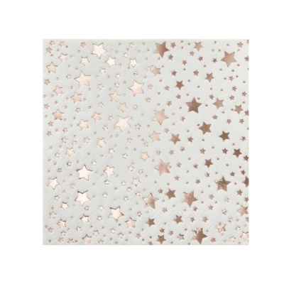 Guardanapo branco com estrelas metálicas de cobre