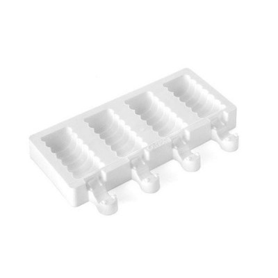 Forma de silicone branca para gelados com 4 compartimentos em forma de cone