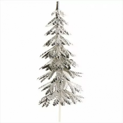 Árvore decorativa prateada com folhas estilizadas