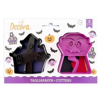 Conjunto de dois corta-massas Halloween em embalagem decorada