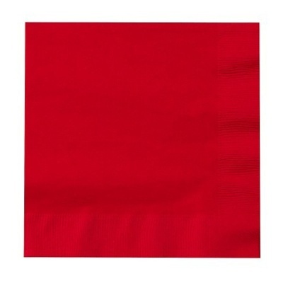 Guardanapo de papel vermelho quadrado com texturas nas bordas