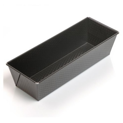 Forma rectangular para pão ou bolo preta com textura de losangos