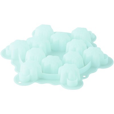 Forma de silicone azul claro com cavidades para gelatina ou bolo pequeno