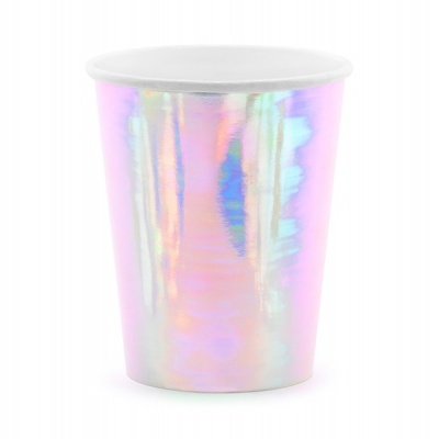 Copo de papel iridescente com interior branco