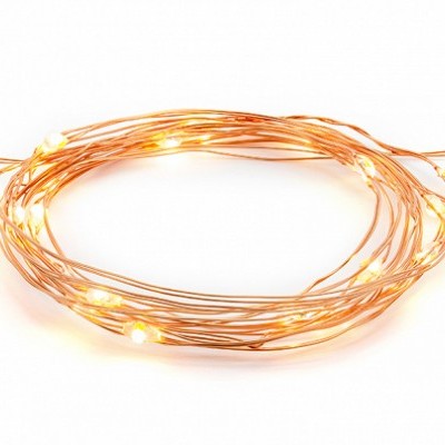 Cordão de luzes LED cobre com pequenas lâmpadas amarelas