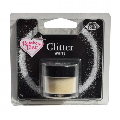 Glitter branco com embalagem preta e transparente da Rainbow Dust