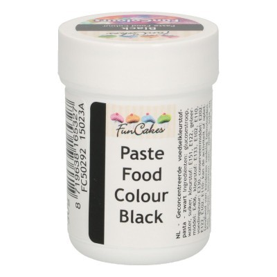 Frasco branco de pasta corante alimentar preta FunCakes