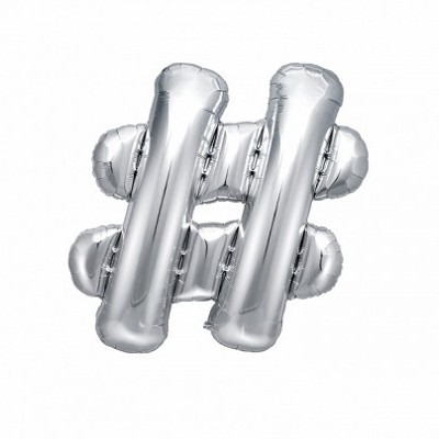 Balão metálico prateado símbolo numeral Sustenido