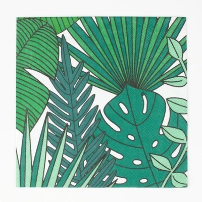 Papel com padrão de folhas tropicais verdes