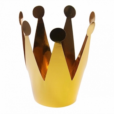 Coroa dourada decorativa com cinco pontas em fundo branco