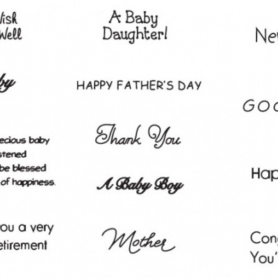 Frases temáticas em diferentes estilos de letras para cartões ou etiquetas