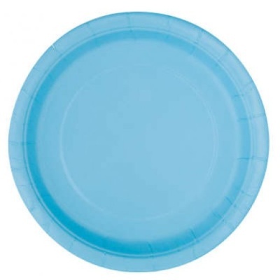 Prato descartável azul claro redondo