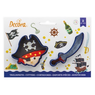 Pack de cortadores de massa ou biscoitos com design de pirata