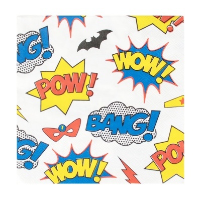 Pano com estampas de palavras em estilo banda desenhada sobre fundo branco