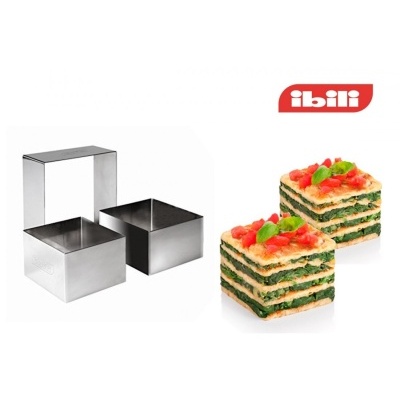 Conjunto de moldes quadrados em aço inoxidável ibili com prato em camadas