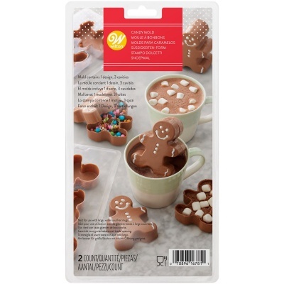 Molde para doces Wilton com 3 desenhos de biscoitos de gengibre em silicone castanho