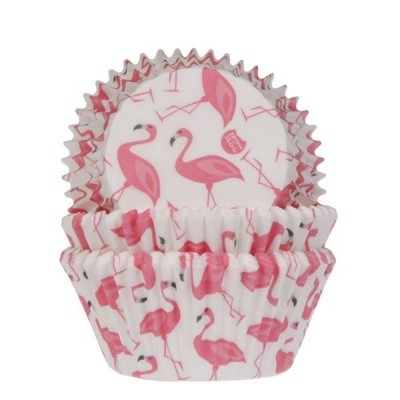 Forminhas para cupcakes de papel com padrão de flamingos cor-de-rosa