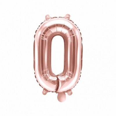 Balão metálico rosa dourado em forma de número 0