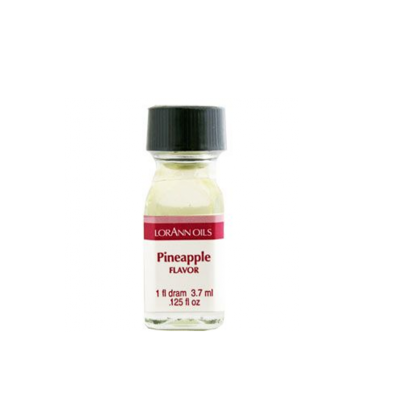 Frasco pequeno de óleo com sabor a ananás da marca Lorann Oils.