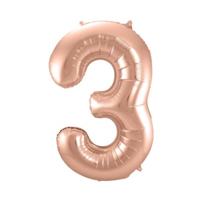 Balão metálico número 3 cor rose gold