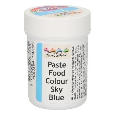 Frasco branco de pasta corante alimentar azul celeste FunCakes
