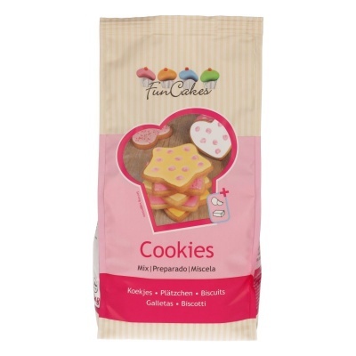 Embalagem de mistura para bolachas FunCakes com bolachas decoradas na imagem