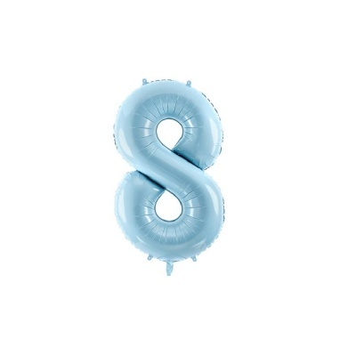 Balão azul metalizado em forma de número 8