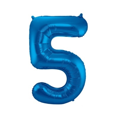 Balão azul em forma do número 5