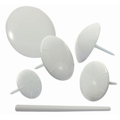 Suportes plásticos brancos redondos e haste cilíndrica longa