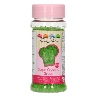 Frasco de cristais de açúcar verdes FunCakes com tampa rosa