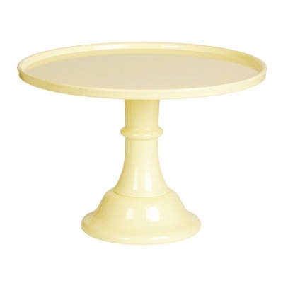 Suporte para bolos redondo amarelo claro com base em pedestal