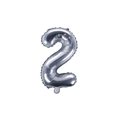 Balão prateado em forma do número 2