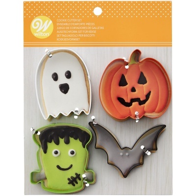 Conjunto de cortadores de bolachas Halloween Wilton com fantasma, abóbora, Frankenstein e morcego