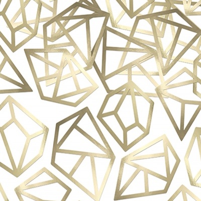 Padrão geométrico dourado sobre fundo branco