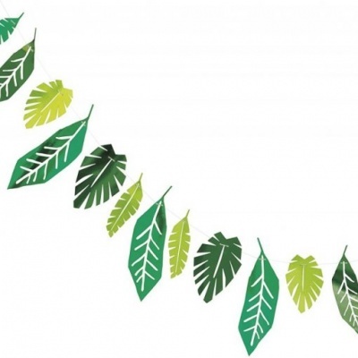 Guirlanda decorativa de folhas verdes suspensa