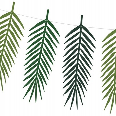 Guirlanda com quatro folhas verdes estilos decorativos penduradas em fio