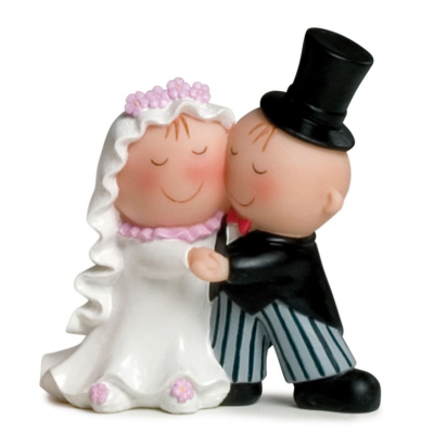 Figuras de noivos em cerâmica a dançar