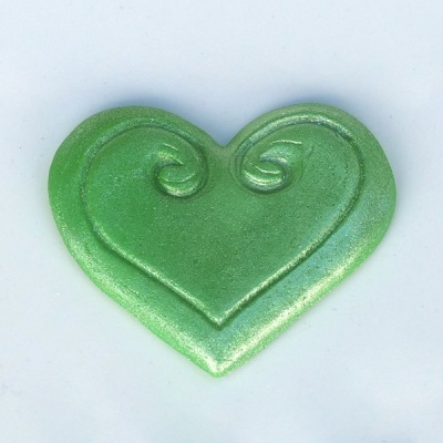 coração decorativo verde brilhante com relevo