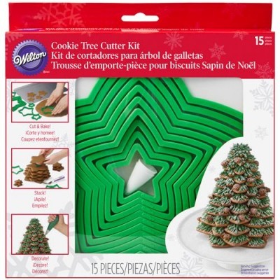 Kit Wilton Cortadores de Biscoitos Árvore de Natal 15 peças verdes