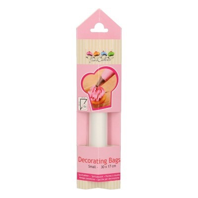 Saco de decoração para pastelaria branco pequeno em embalagem rosa