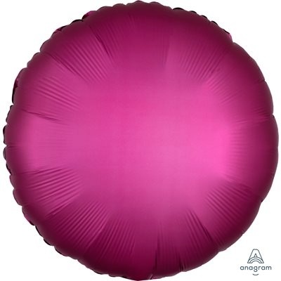 Balão redondo rosa-escuro metálico com logótipo anagram.